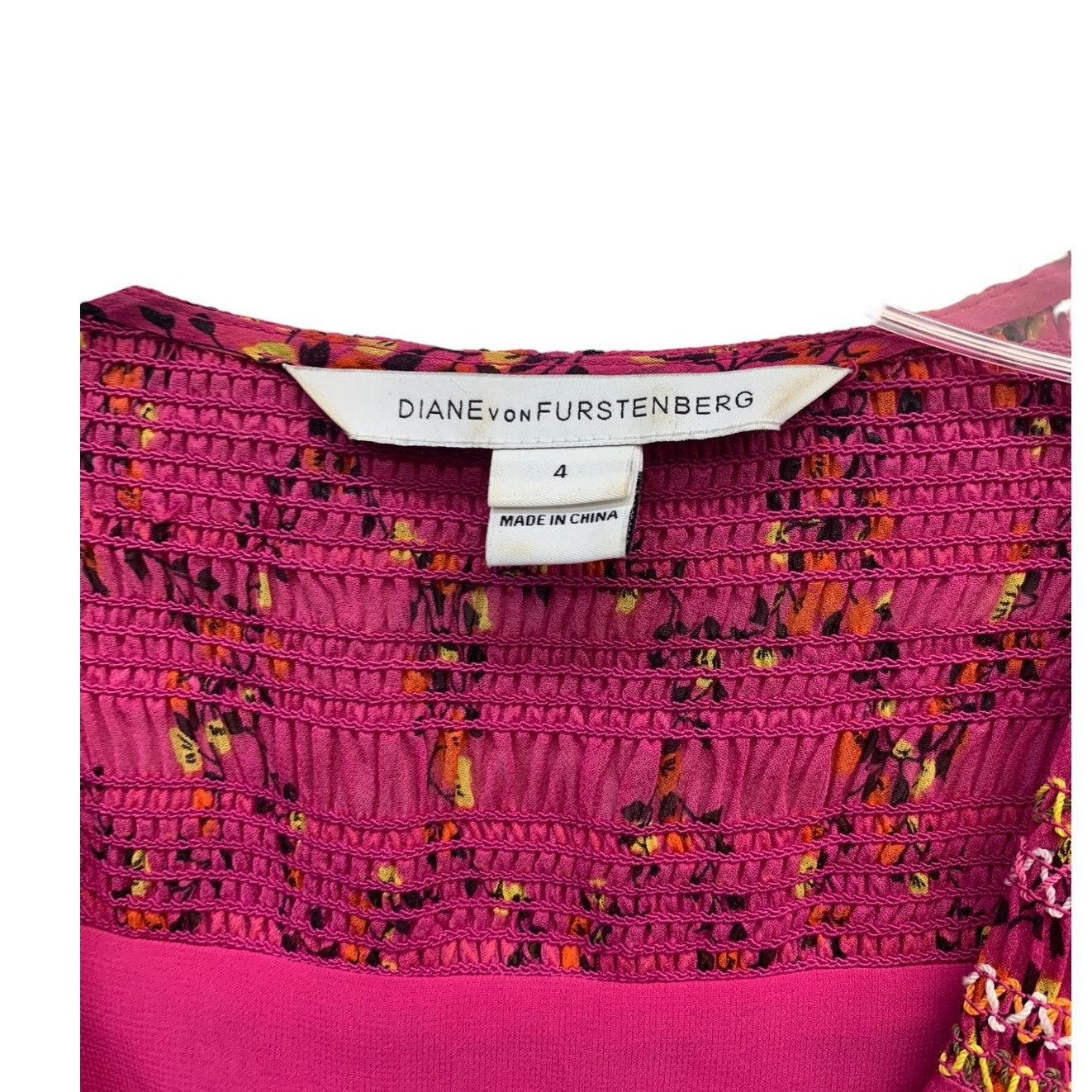 DVF Diane Von Furstenberg Bali Wrap Dress Pink Floral SZ 4