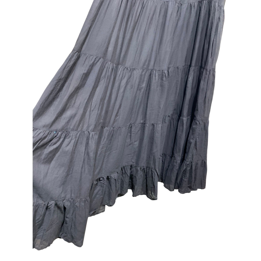 Samant Chauhan Anthropologie Black Embroidered Bird Floral Tiered Maxi Dress 0