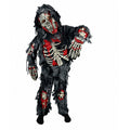 Zombie Deluxe Kids Costume Set Hooded Top Pants Mask Gloves Gray Red Size L