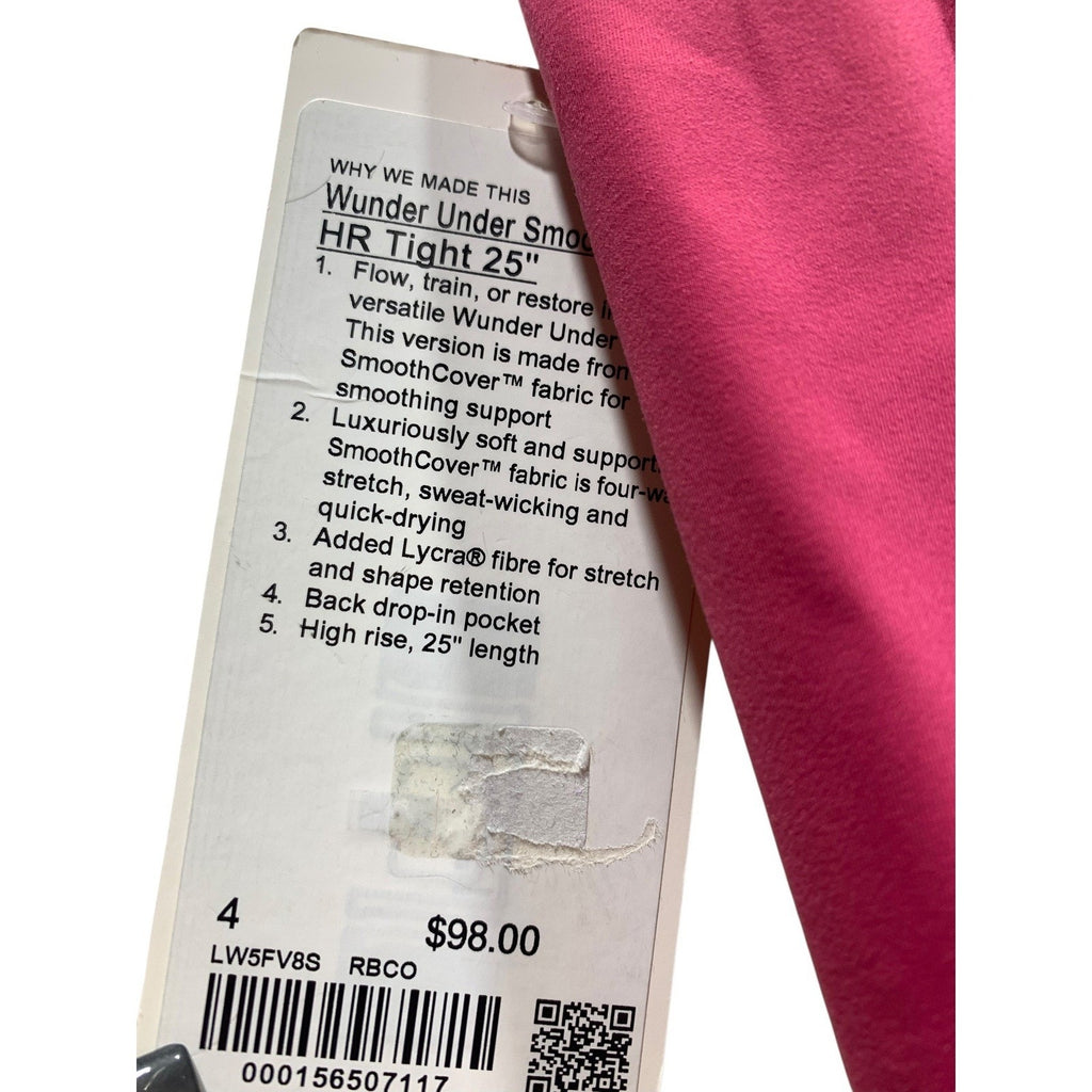 Lululemon Wunder Under SmoothCover HR Tight 25 Rose Blush Pink LW5FV8S Size 4