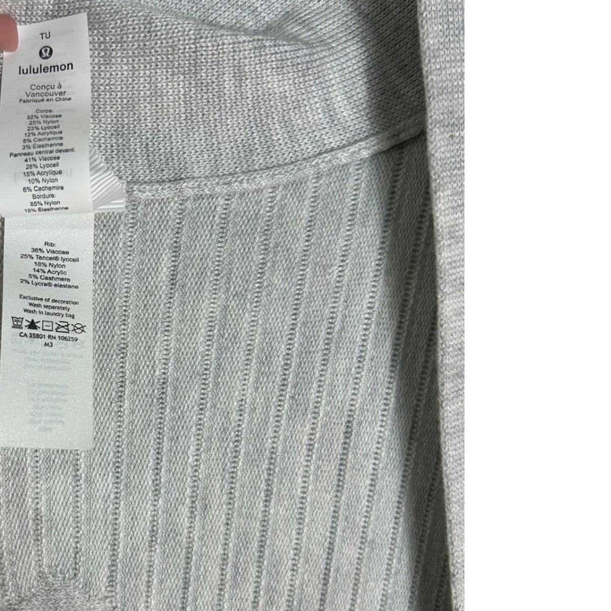 Lululemon Dream Weaver Wrap Heathered Grey Knit Cashmere Blend Cardigan OS