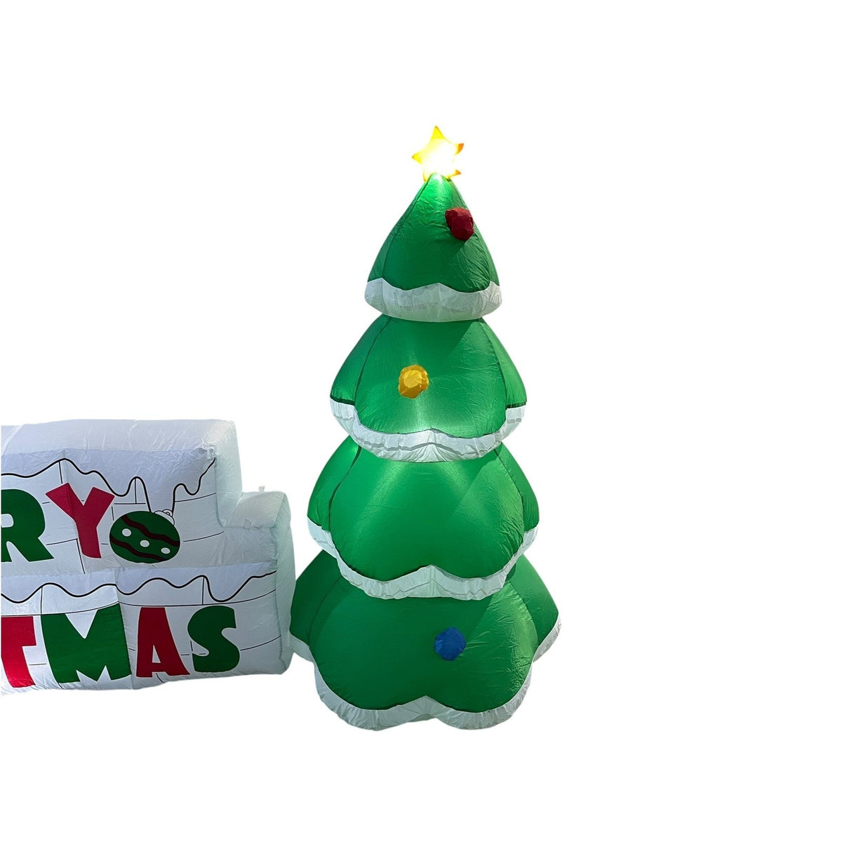 10ft Christmas Inflatable Gingerbread Man Merry Christmas Sign and Tree LED