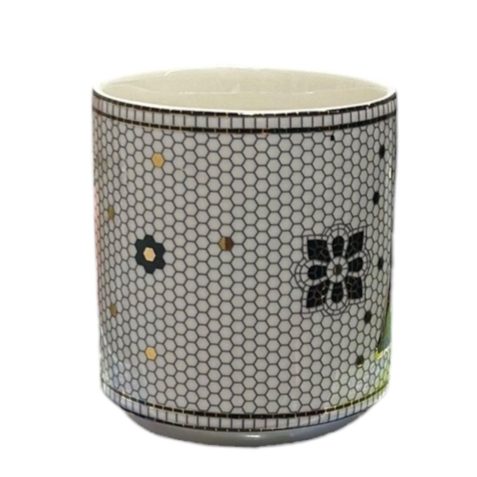 Anthropologie Tiled Margot Monogram Mug Letter A Black White Gold Mosaic Bistro