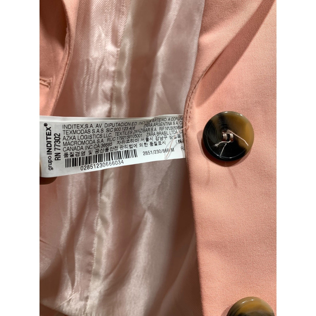 Zara Womens Peach Pink Tailored Longline Blazer Jacket 2851/230/666 Size M
