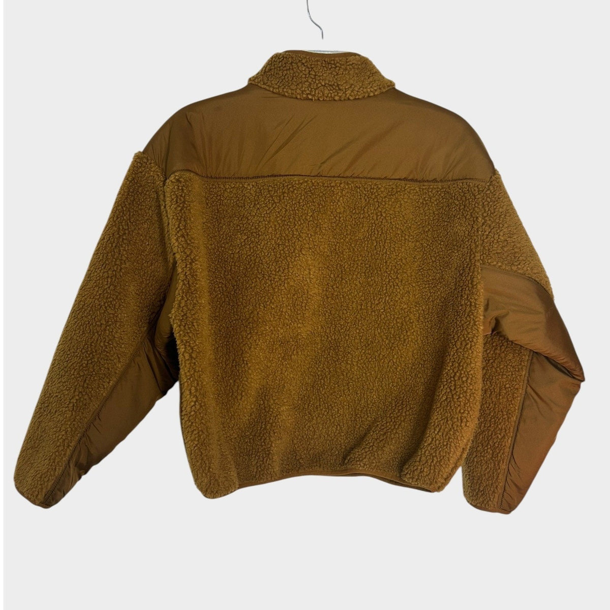 Madewell Womens Small Faux Shearling Half Zip Pullover Sweater Brown Contrast