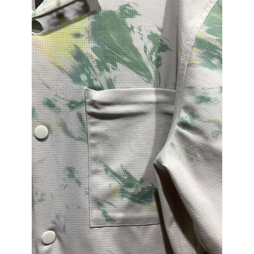 Lululemon Airing Easy Camp Collar Shirt Diffuse Dye Print Green Multi XXL