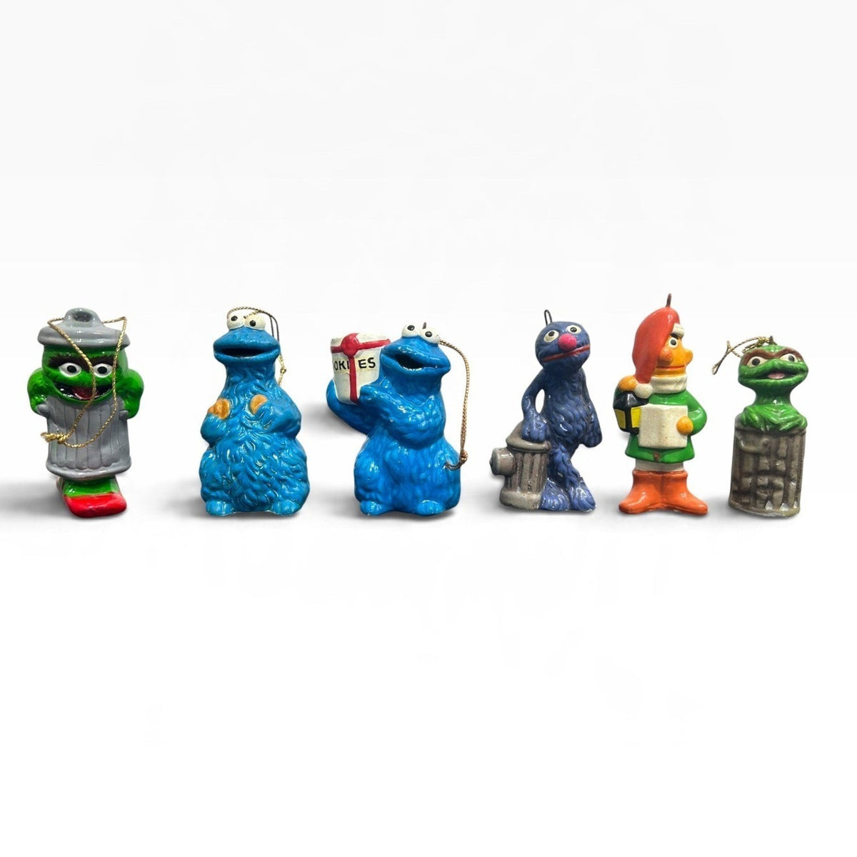 Vintage 1977 Sesame Street Muppets Christmas Ornaments Lot Cookie Monster Oscar