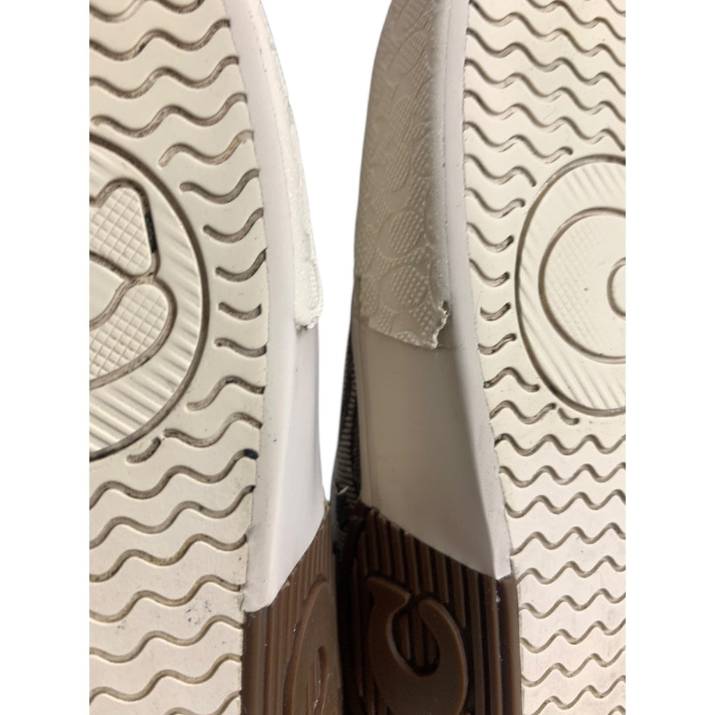Coach C2705 Signature Monogram Canvas Low Top Sneakers Khaki Brown Womens 6.5B