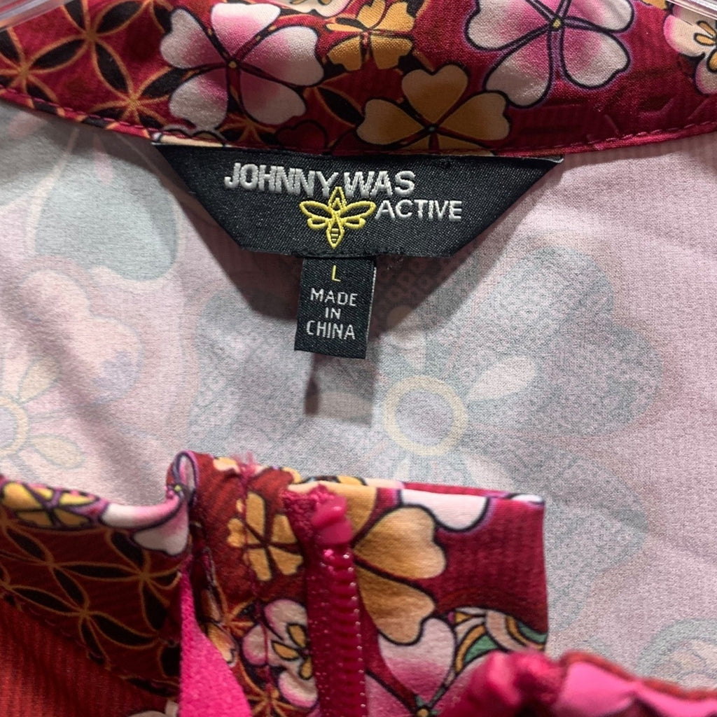 Johnny Was Bee Active Womens Yama Floral Patchwork Full Zip Jacket Size Large
