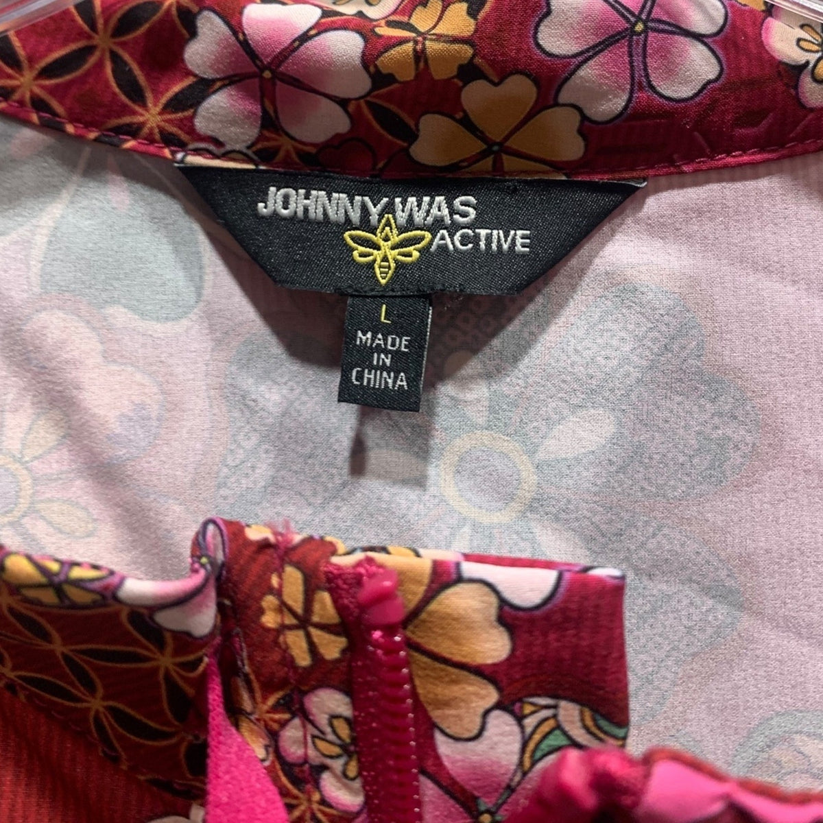 Johnny Was Bee Active Womens Yama Floral Patchwork Full Zip Jacket Size Large