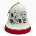 Vintage 1975 Peanuts Snoopy Woodstock Christmas Bell Ornament Ceramic 2.5"