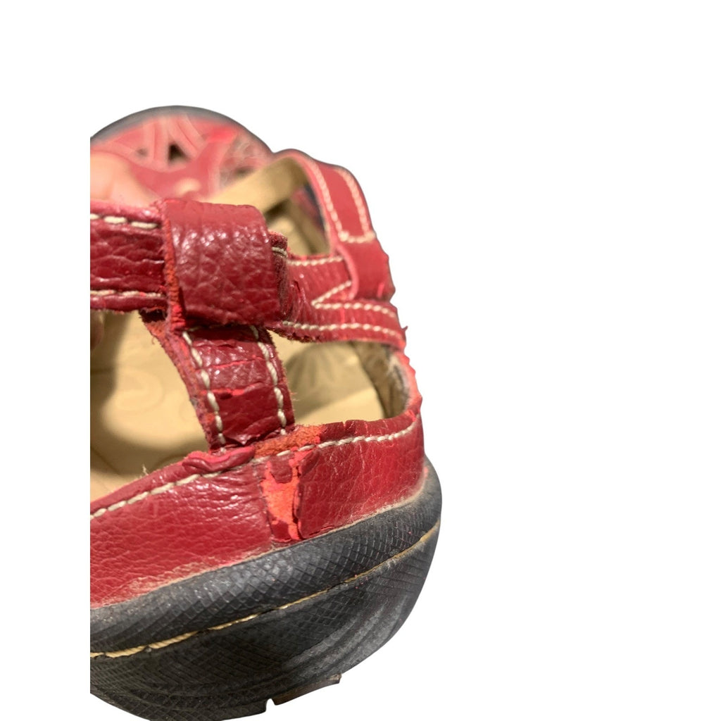 Jambu Dune Red Leather Mary Jane T-Strap Comfort Flats Womens 8.5 M