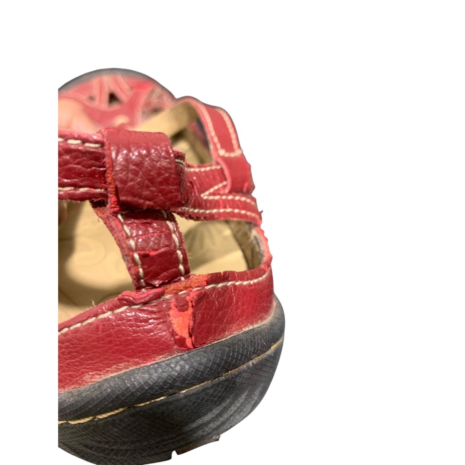 Jambu Dune Red Leather Mary Jane T-Strap Comfort Flats Womens 8.5 M