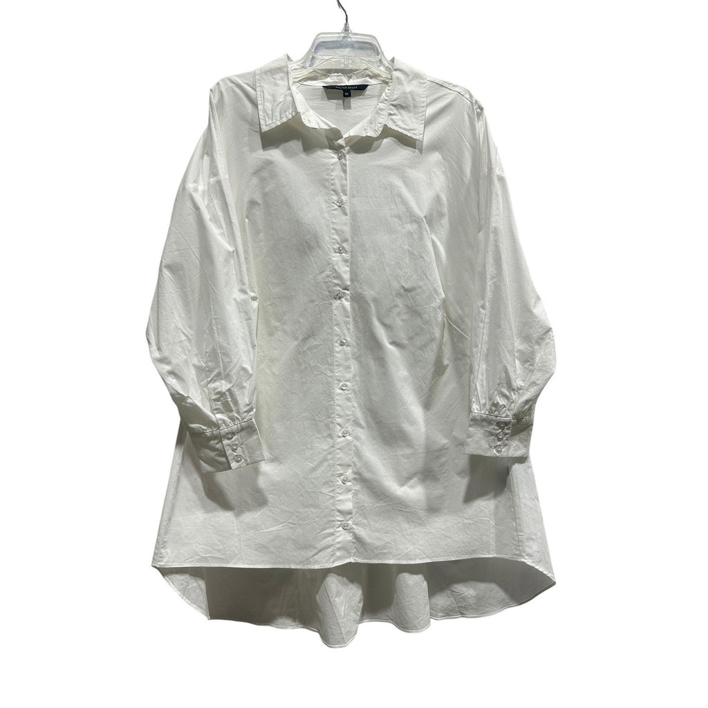Walter Baker White Cotton Smocked Back High-Low Tunic Shirt Blouse Plus Size 2X