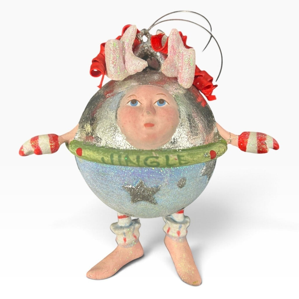 Dept 56 Patience Brewster Krinkles Mrs Jingle Bell Christmas Ornament Silver