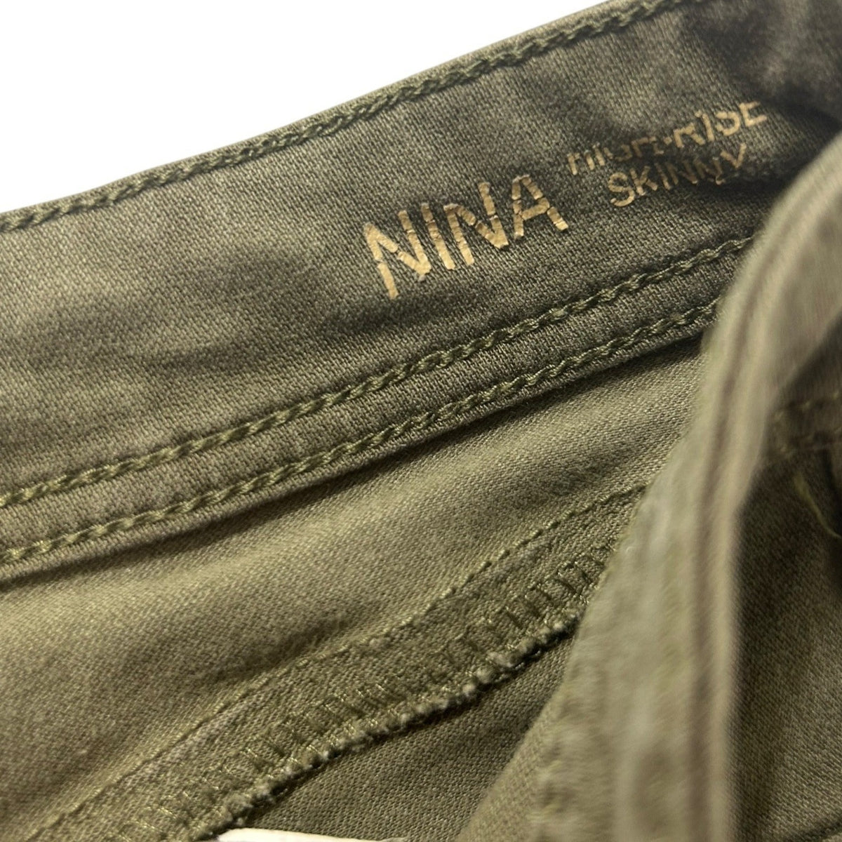 DL1961 Nina High Rise Skinny Pants Olive Green 4-Way Stretch Size 31 UTILITY MIN