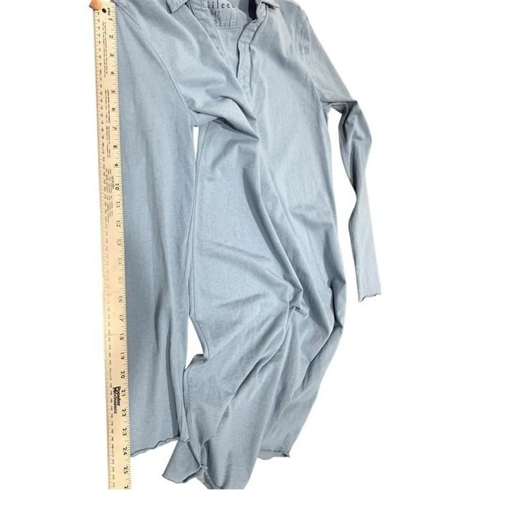 Frank & Eileen Nicole Long Sleeve Popover Dress Dusty Blue 100% Cotton Sz S