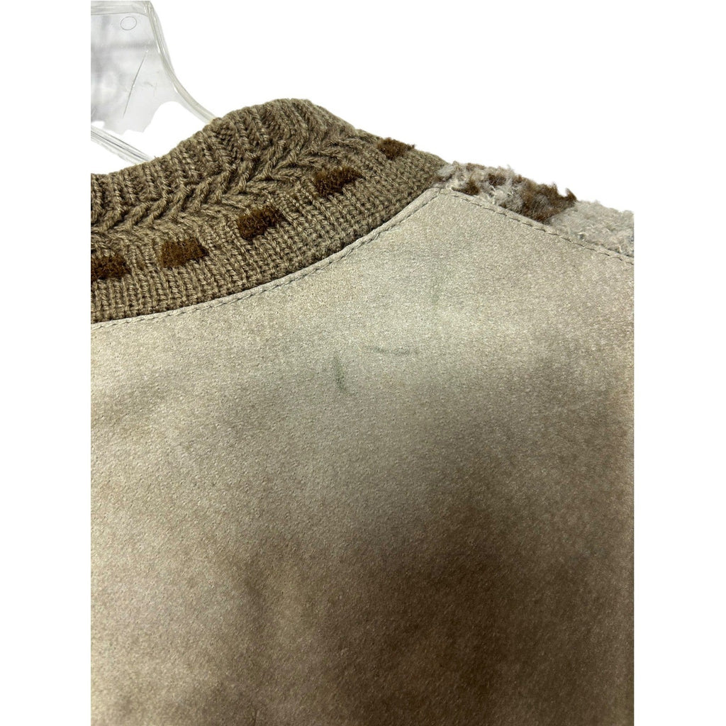 Vintage Maxini Collezione Suede 3D Knit Cardigan Jacket Mens XL Brown Tan patch
