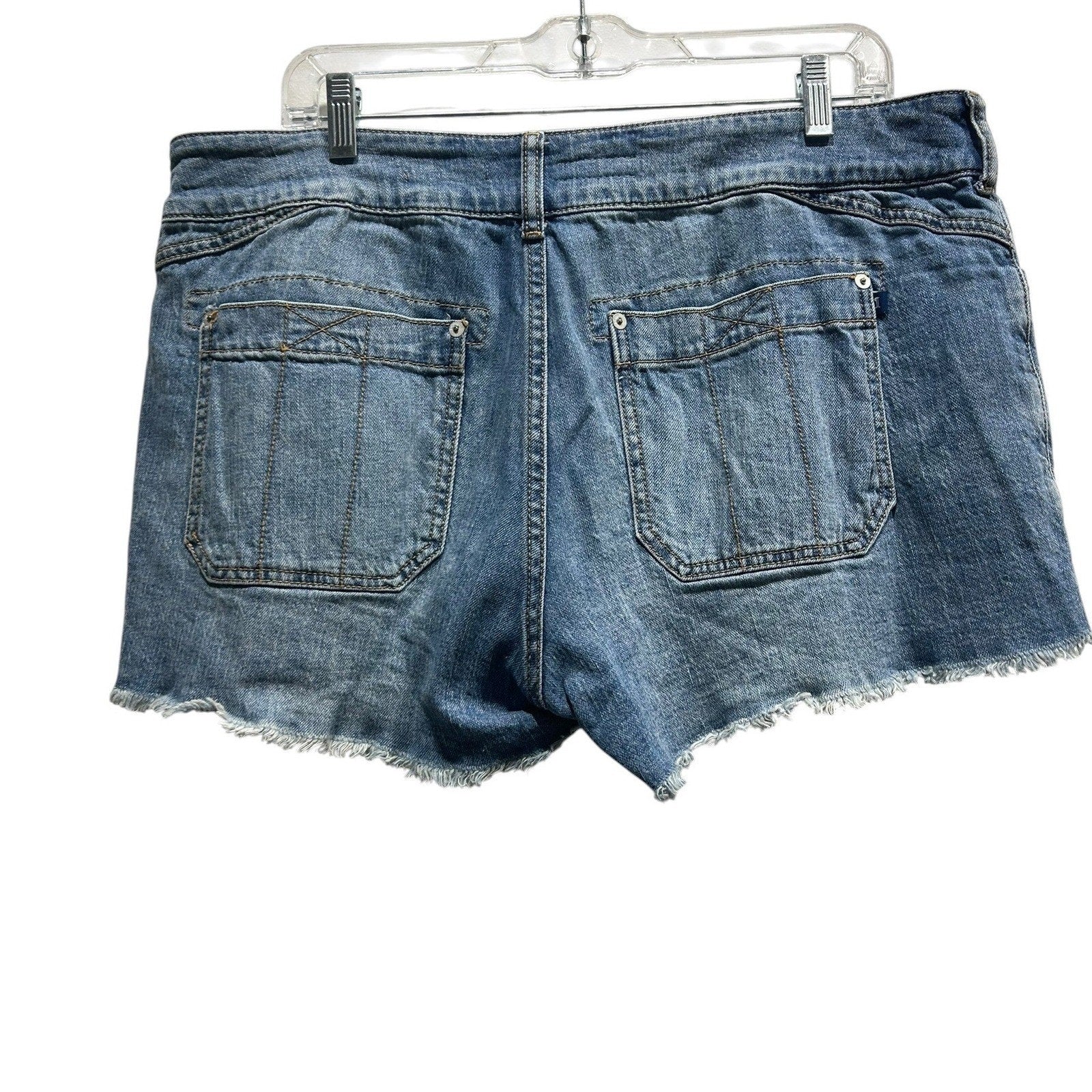 Pilcro The Wanderer Denim Shorts Blue Medium Wash Raw Hem Women 31 Anthropologie