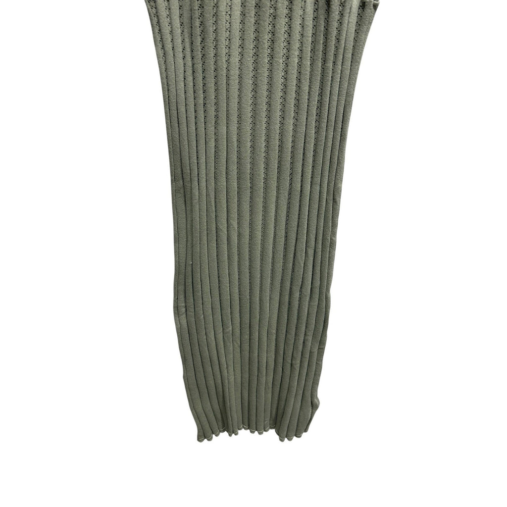Varley Florian Knit Dress Sage Green Cotton Pointelle Ribbed Midi Womens Small