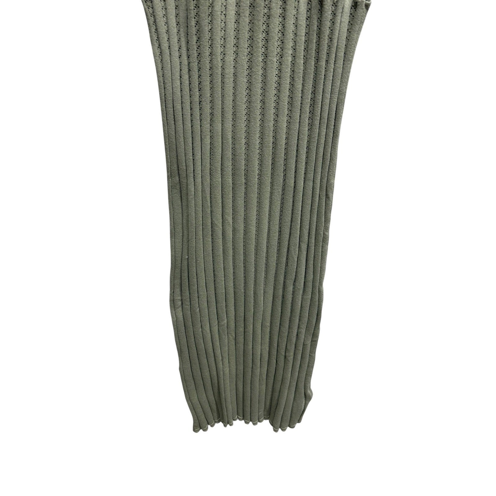 Varley Florian Knit Dress Sage Green Cotton Pointelle Ribbed Midi Womens Small