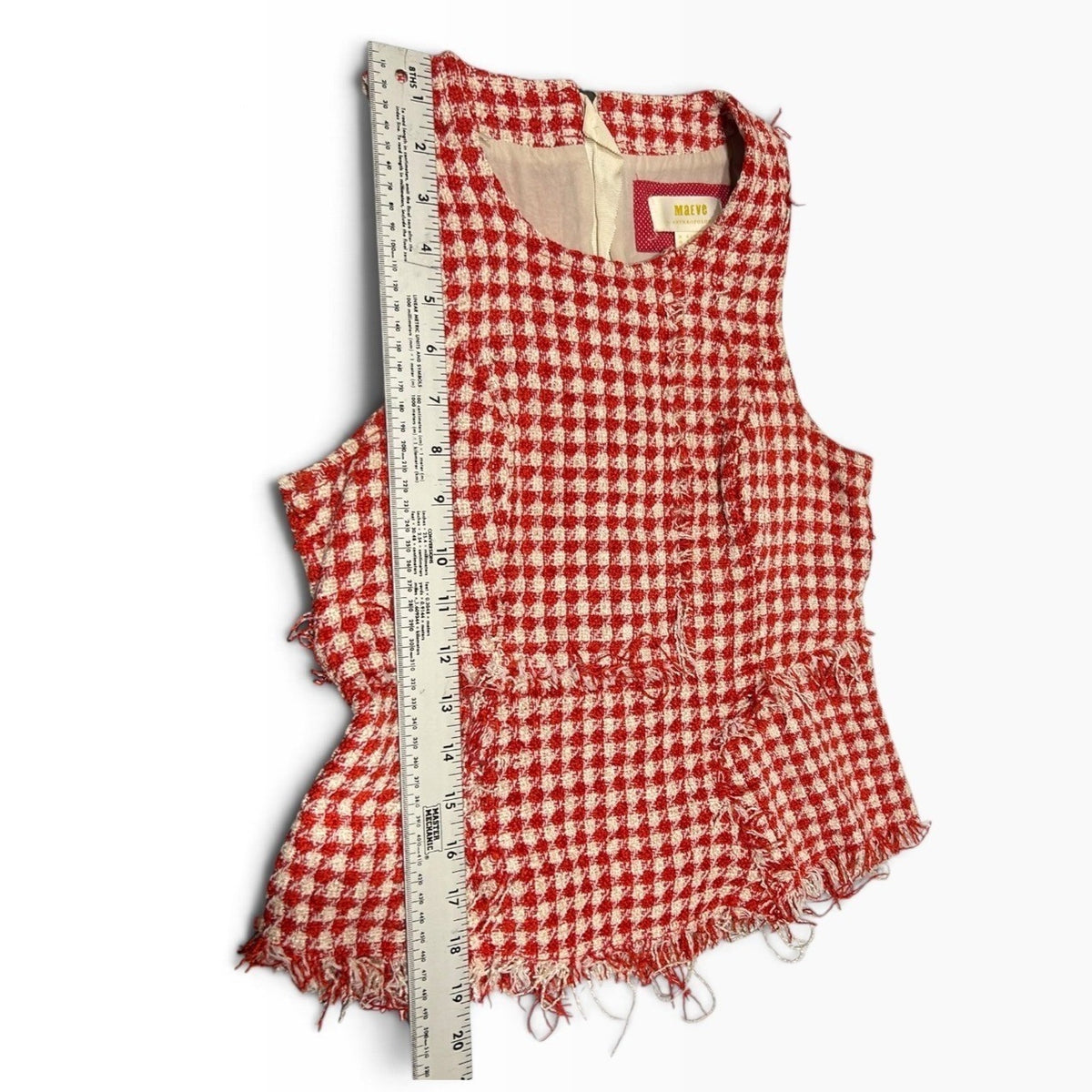 MAEVE Anthropologie Red & White Checked Tweed Sleeveless TankSize 0 Sleeveless