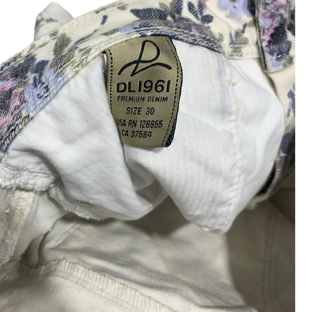 DL1961 Stella Shorts size 30 Katniss Floral Denim Ivory blue summer short