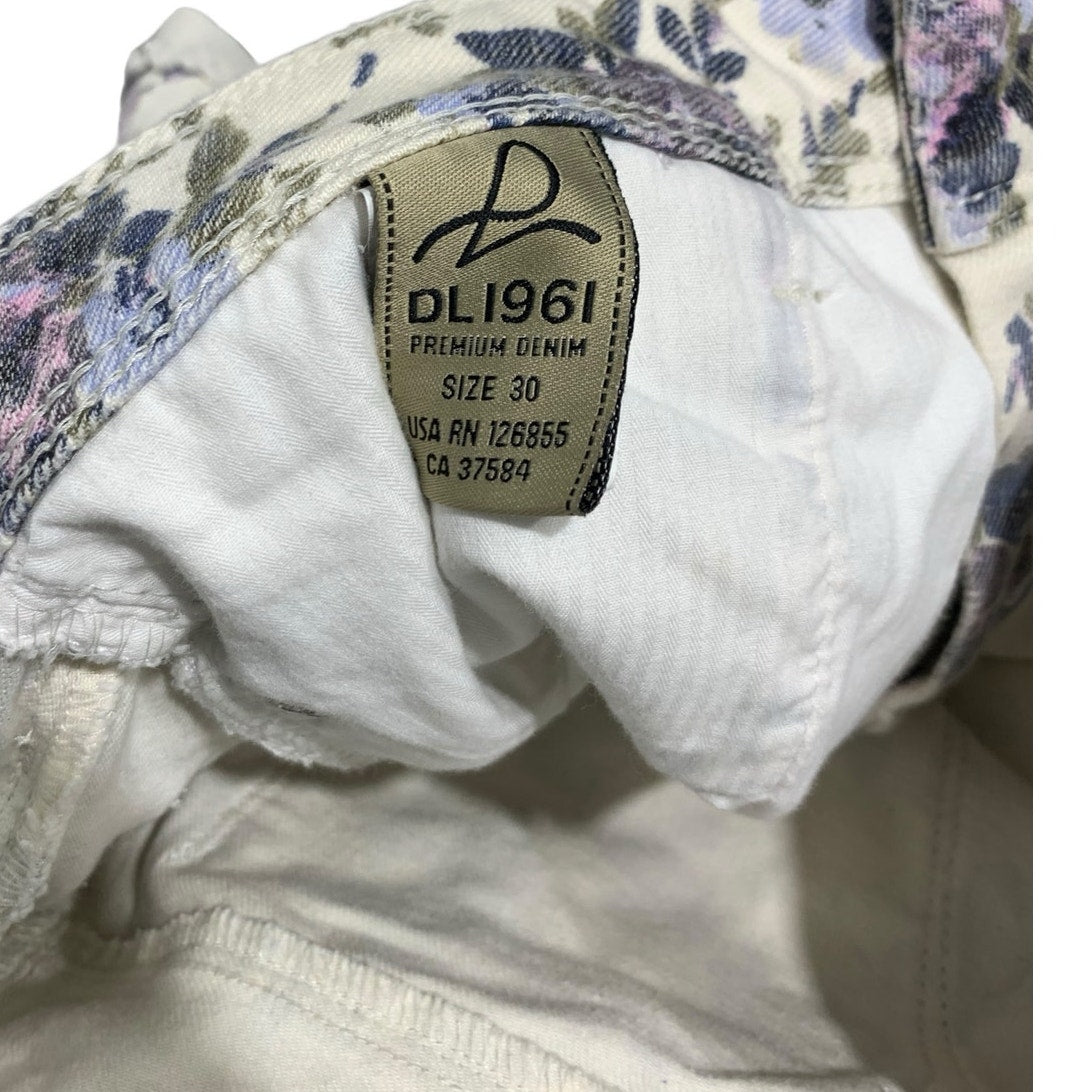 DL1961 Stella Shorts size 30 Katniss Floral Denim Ivory blue summer short