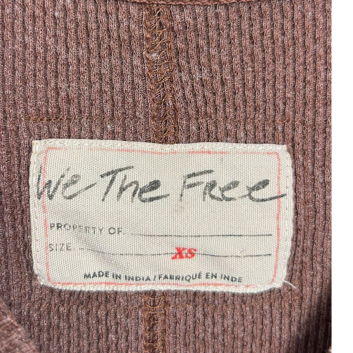 Free People We The Free Twisted Cable Cuff Thermal Henley Top Caramel Cafe XS