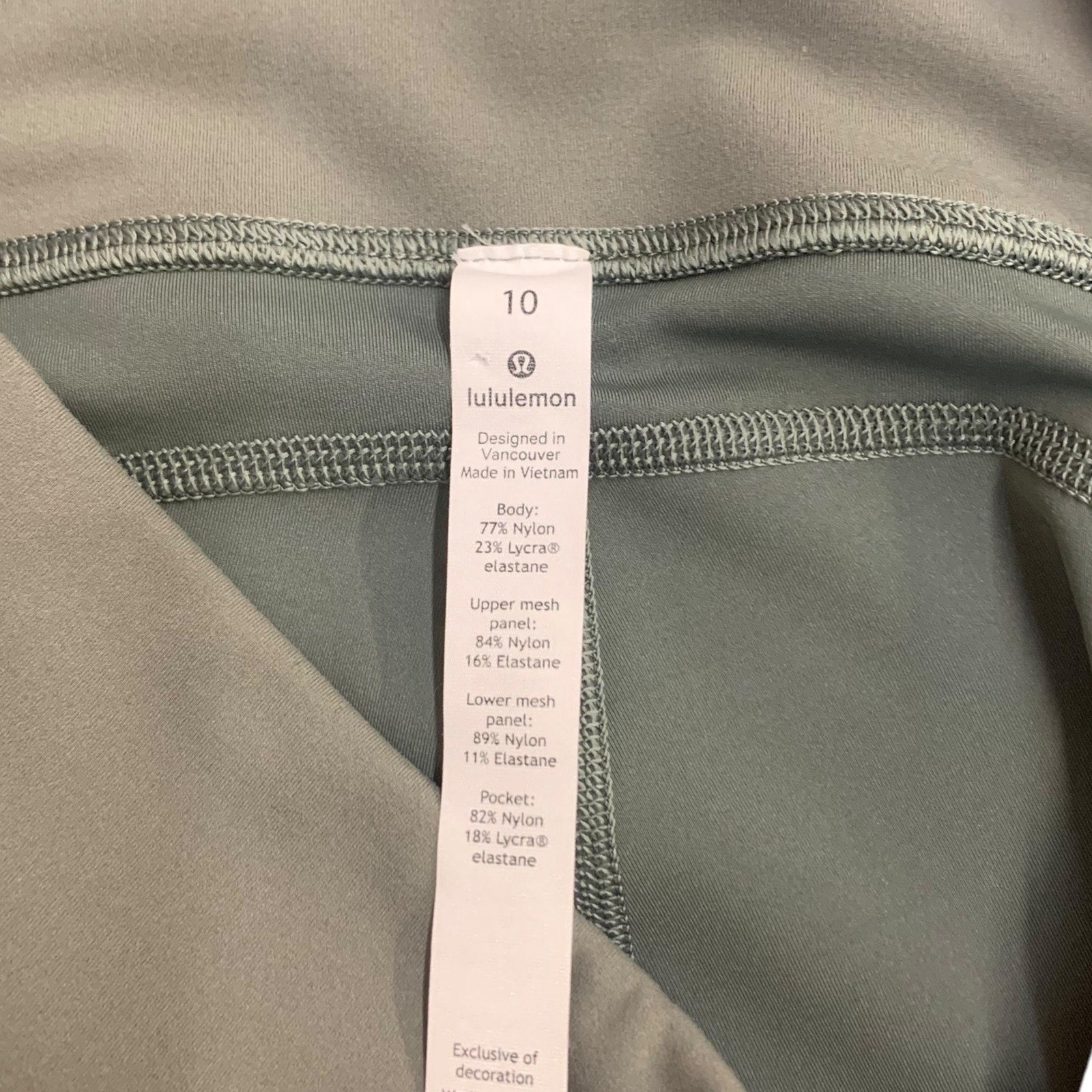 Lululemon Bootcamp Ready Tight 25" Green Sage SZ 10