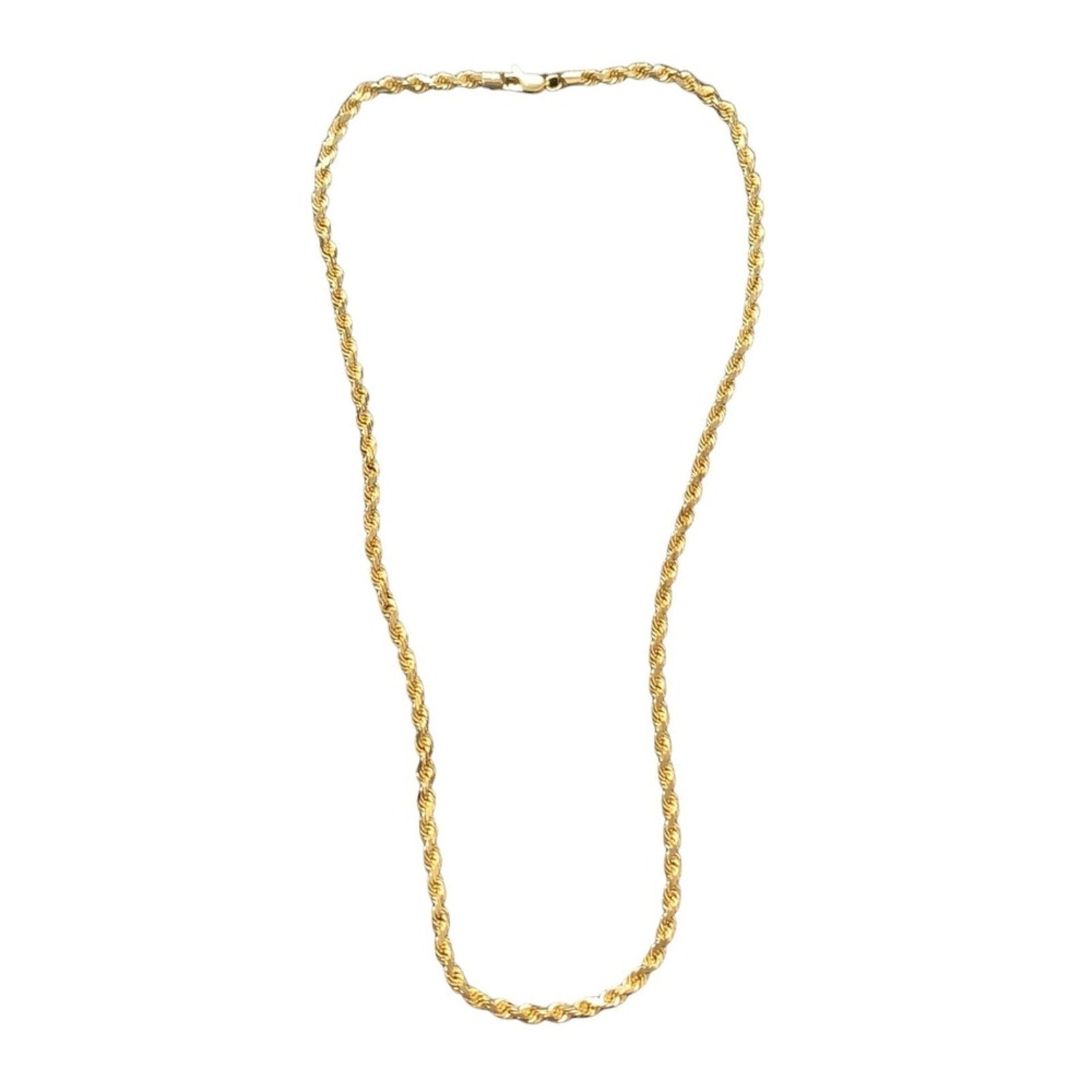14K Yellow Gold Rope Chain Necklace 25.8g Lobster Clasp High Polish Unisex 20"