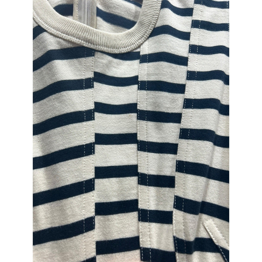 T by Alexander Wang Womens XS Striped Sleeveless Peplum Top Ivory 100% Cotton