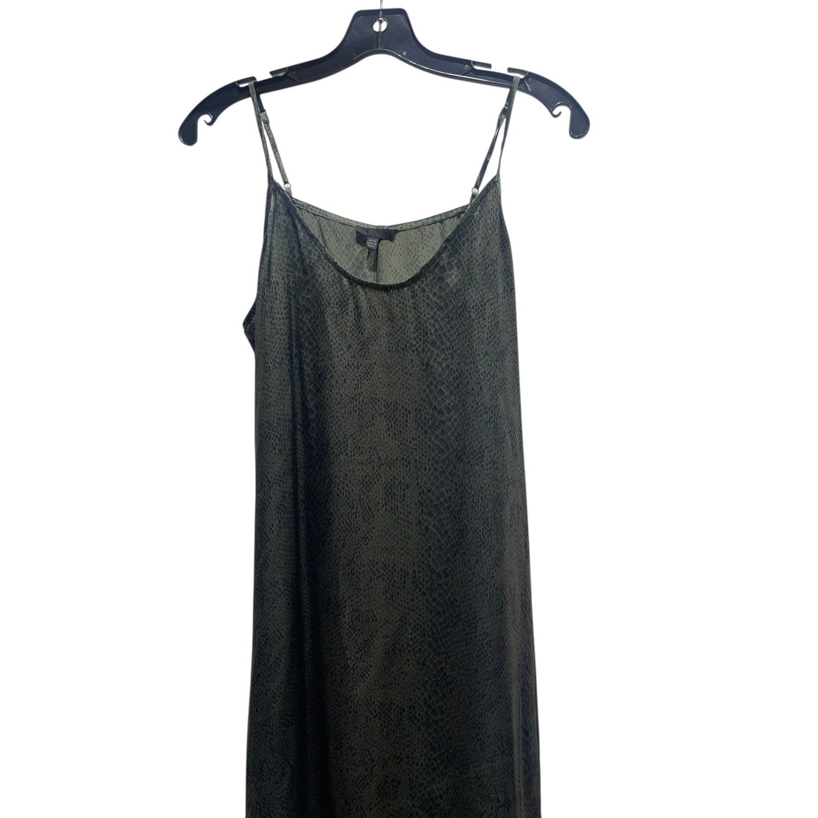 ATM Black Green Snakeskin Slip Dress Midi Adjustable Straps M grunge 90's