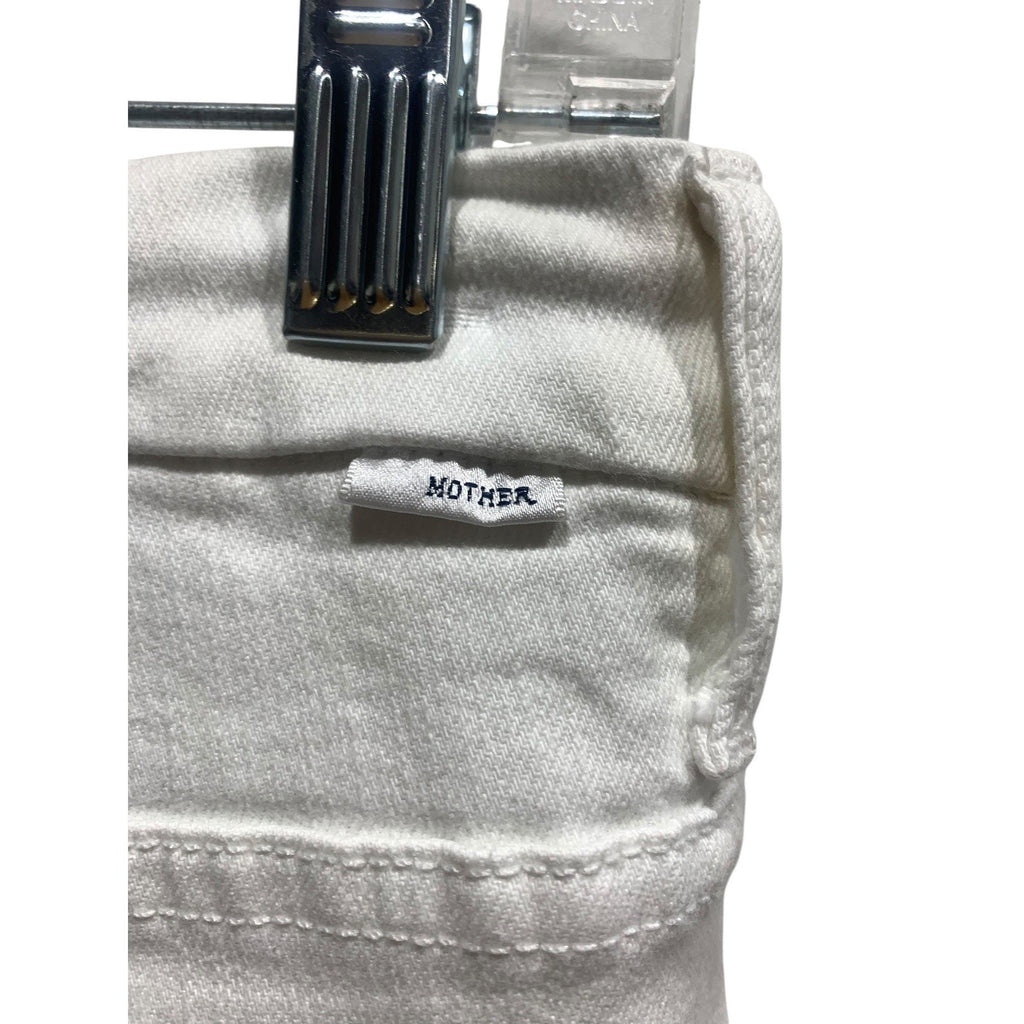 Mother High Waisted Looker Ankle Fray Jeans White Fairest Of Them All Skinny 29