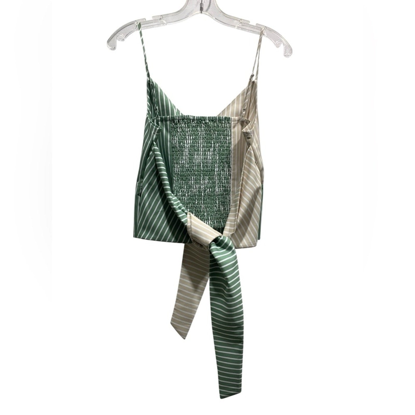NWOT Mare Mare x Anthropologie Beige, Green Striped Tie Wrap Tank Top sz xs