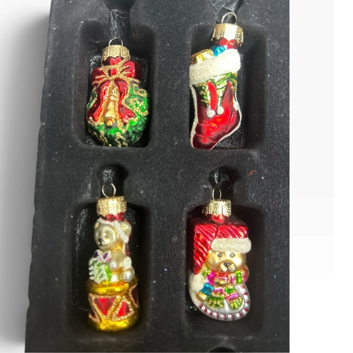 Unique Treasures 25pc Miniature Blown Glass Christmas Ornament Set Santa Xmas