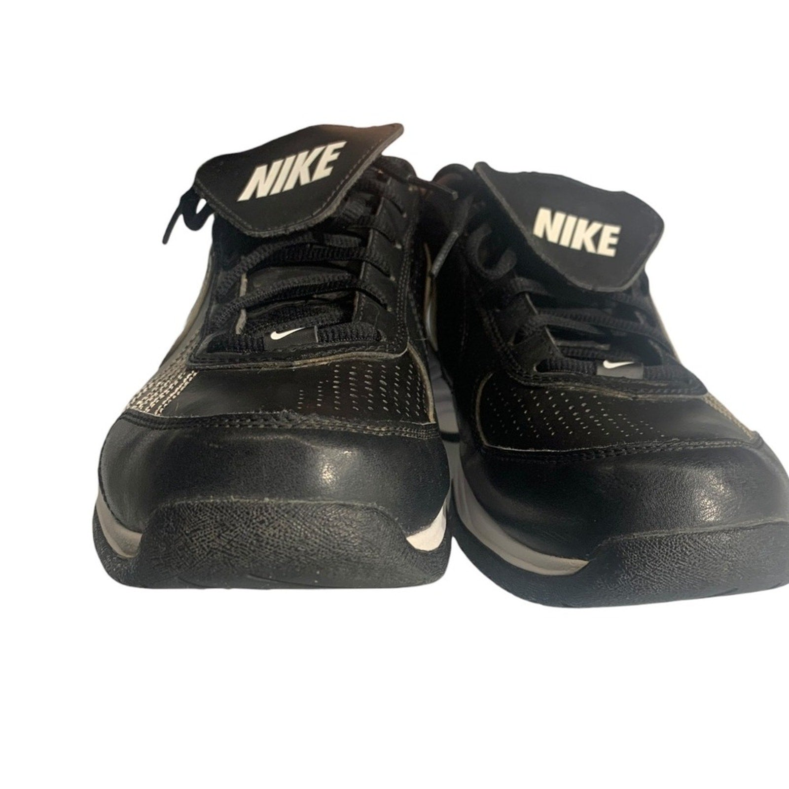 Nike Air Black Leather Lace Up Athletic Shoes Sneakers Men's Size 10.5