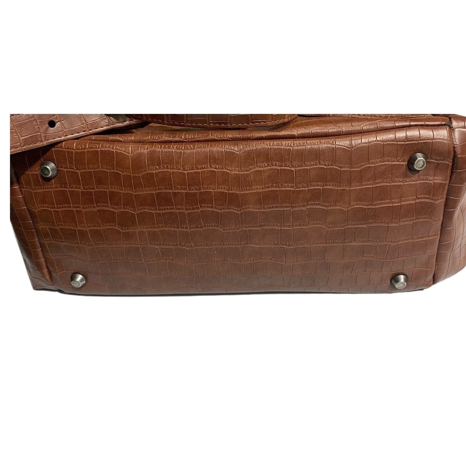 Freshly Picked Brown Croc Embossed Vegan Leather Classic Diaper Bag Backpack