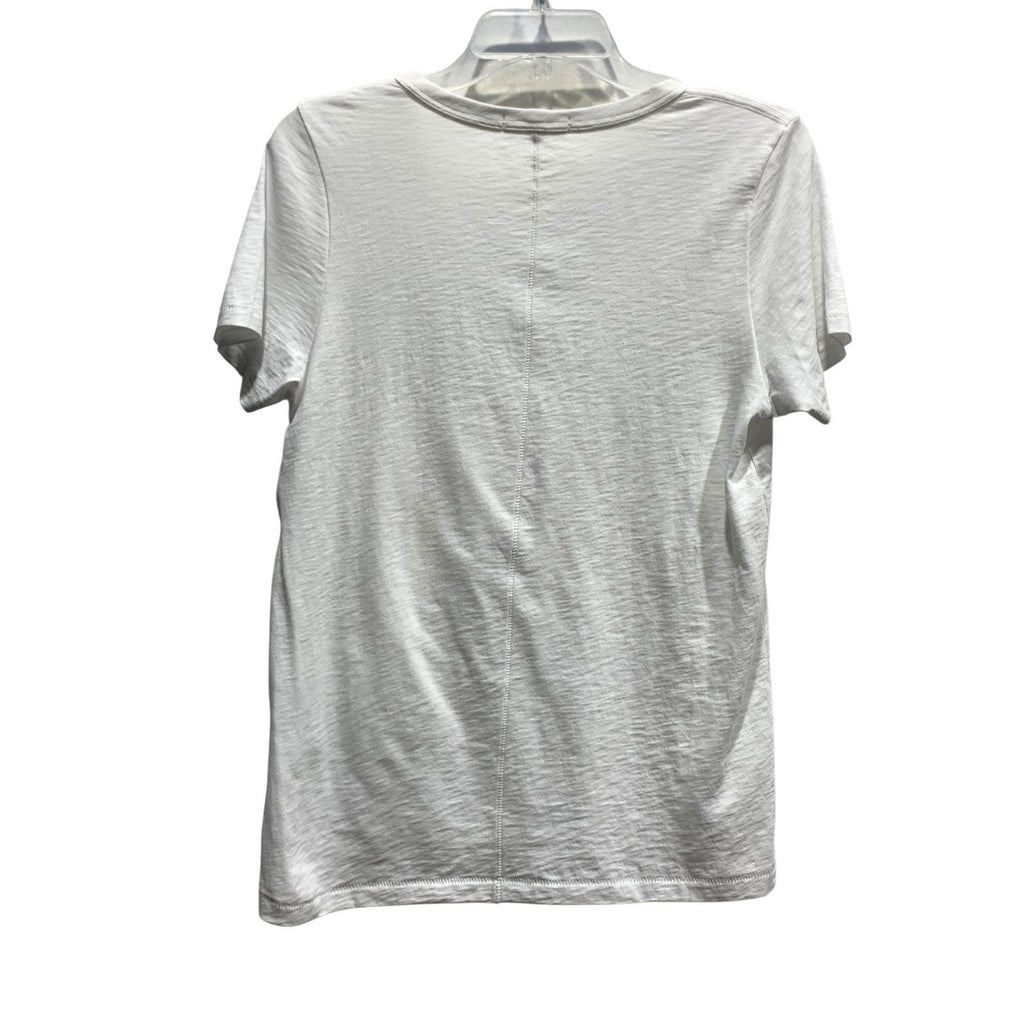 Rag & Bone White Pima Cotton V-Neck Short Sleeve Tee Shirt Size Medium Slub Knit