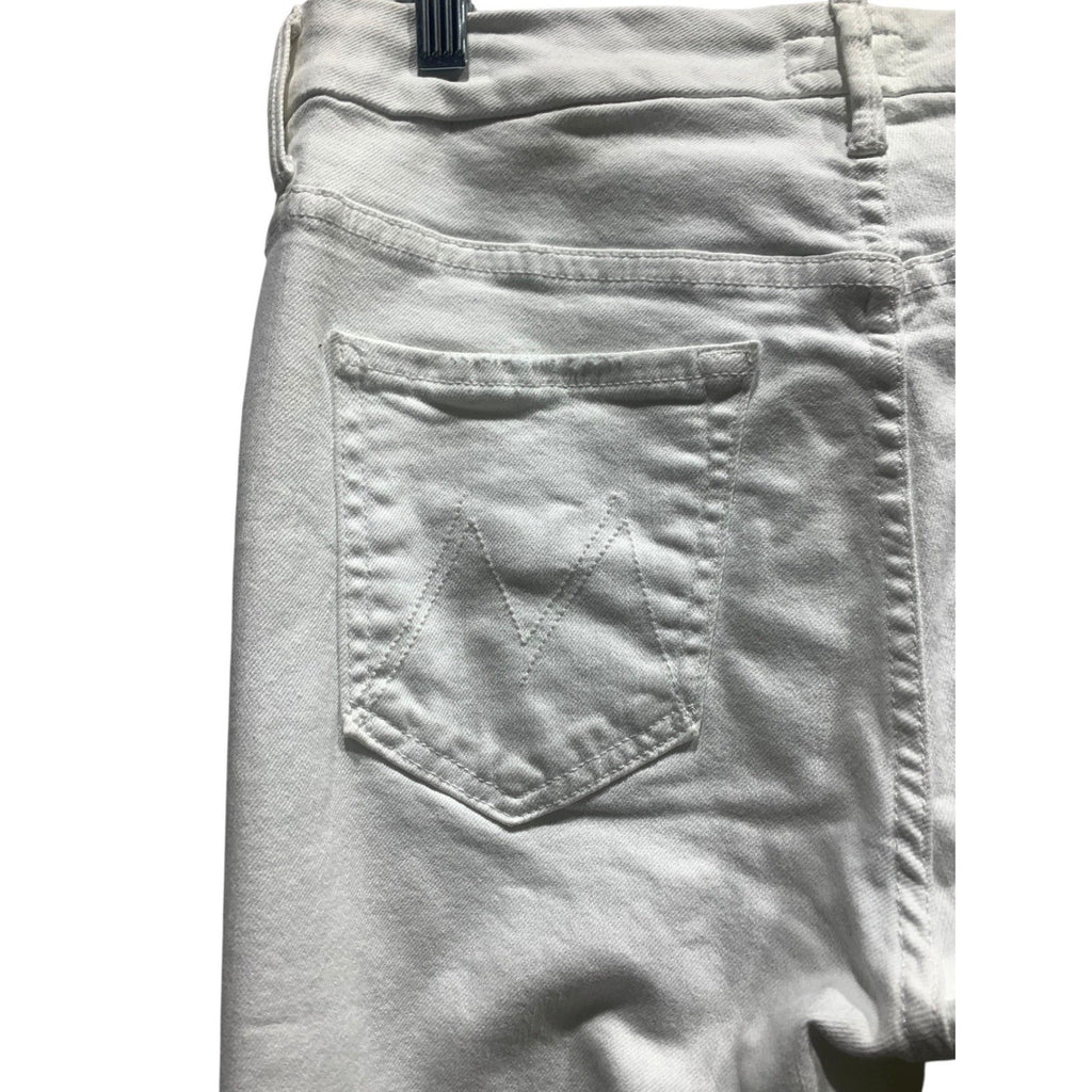 Mother High Waisted Looker Ankle Fray Jeans White Fairest Of Them All Skinny 29