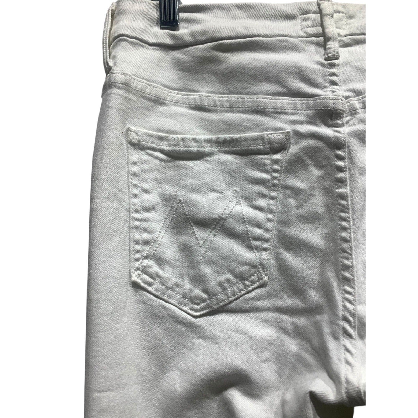 Mother High Waisted Looker Ankle Fray Jeans White Fairest Of Them All Skinny 29