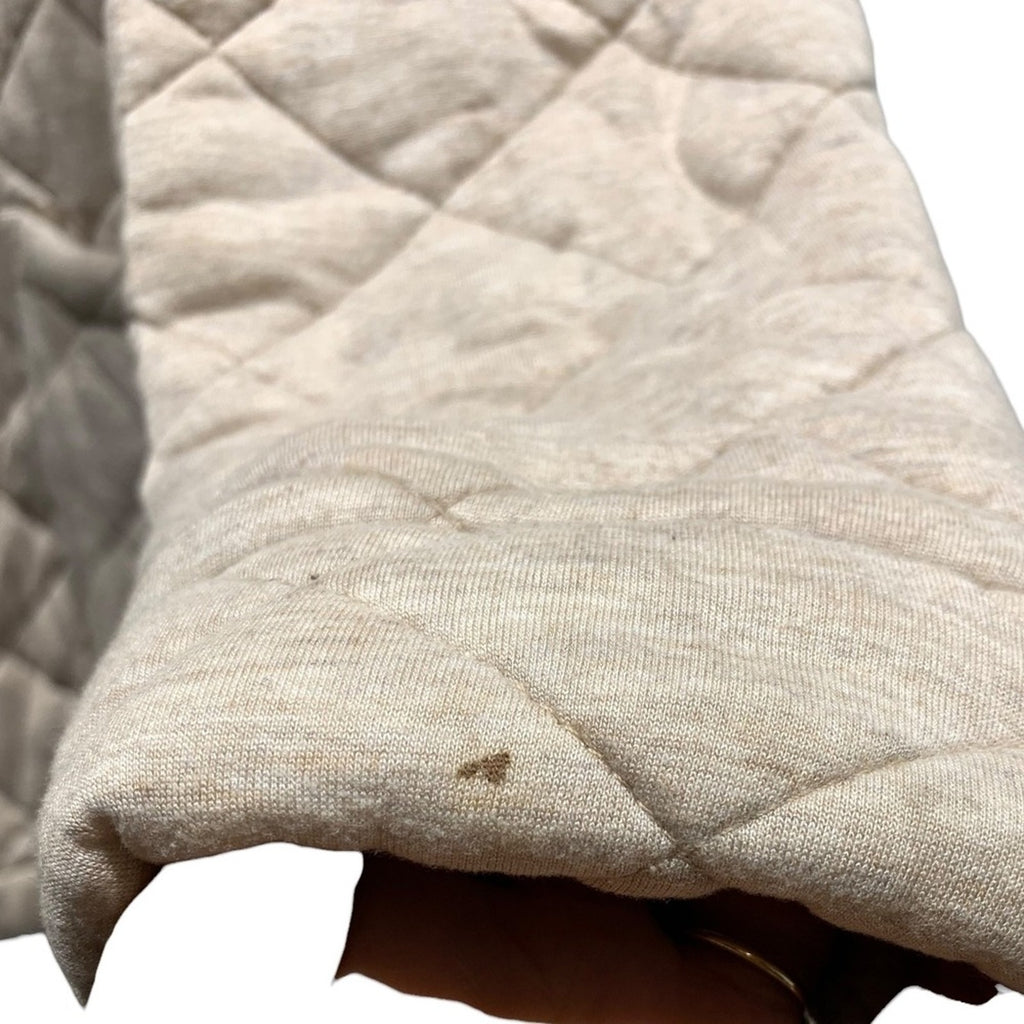 Saturday Sunday Quilted Hooded Jacket Beige Full Zip Pockets Cozy Womens sz M