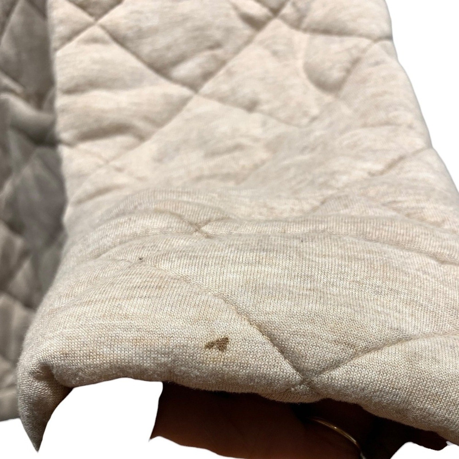 Saturday Sunday Quilted Hooded Jacket Beige Full Zip Pockets Cozy Womens sz M