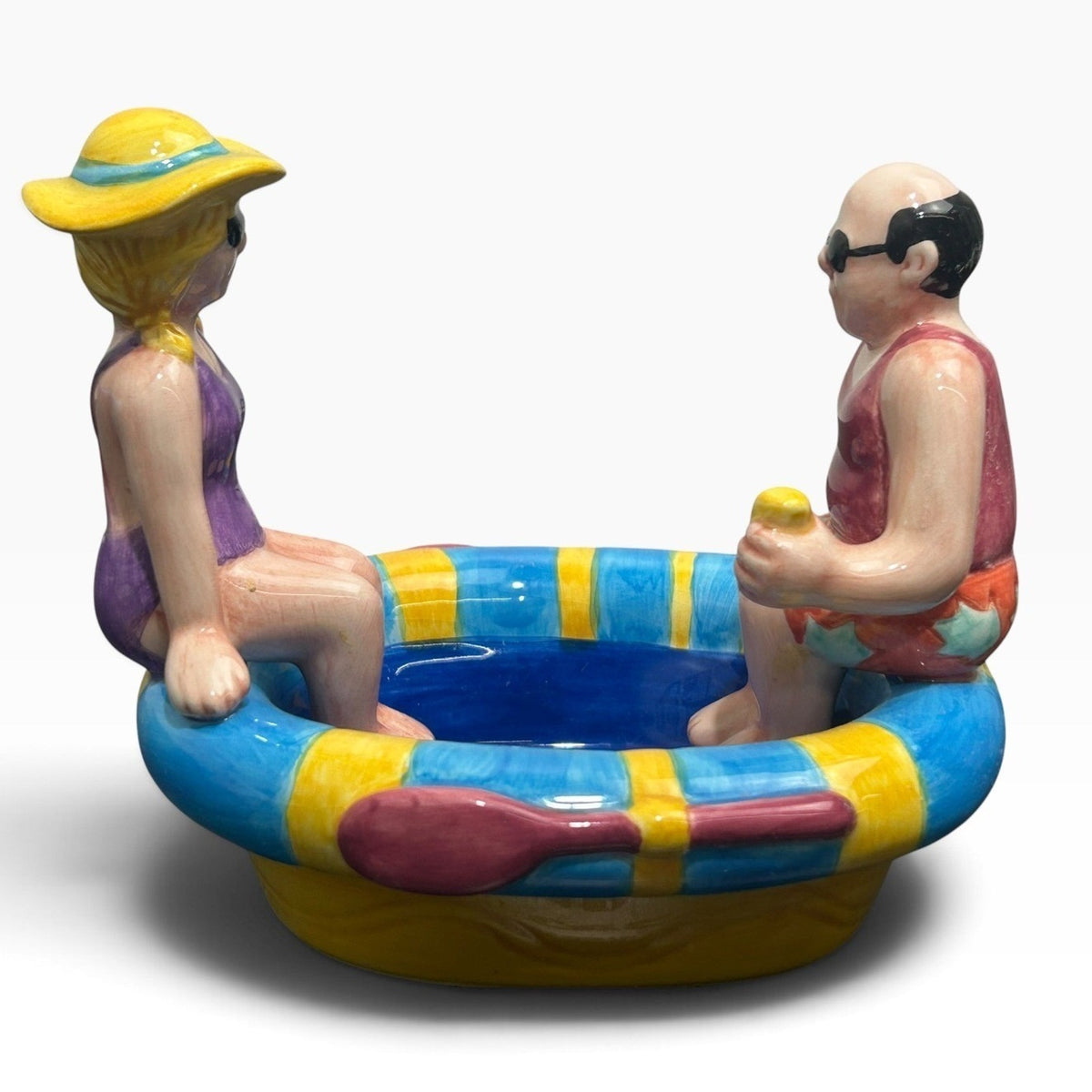 Summer Stock Swimming Pool Chip and Dip Set Ceramic 1998 Hand Painted