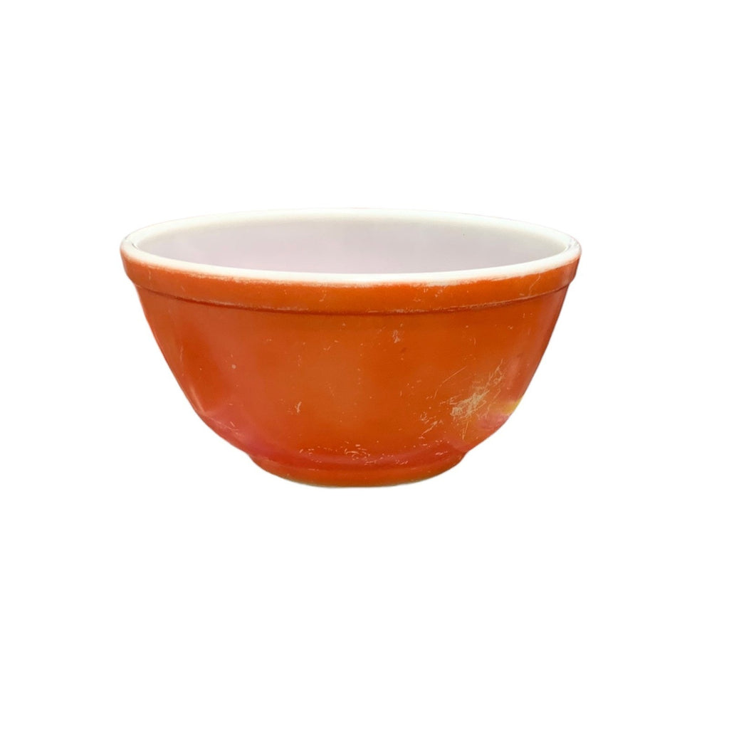 Vintage Pyrex Orange Milk Glass Mixing Bowl Round Mid Century Modern USA
