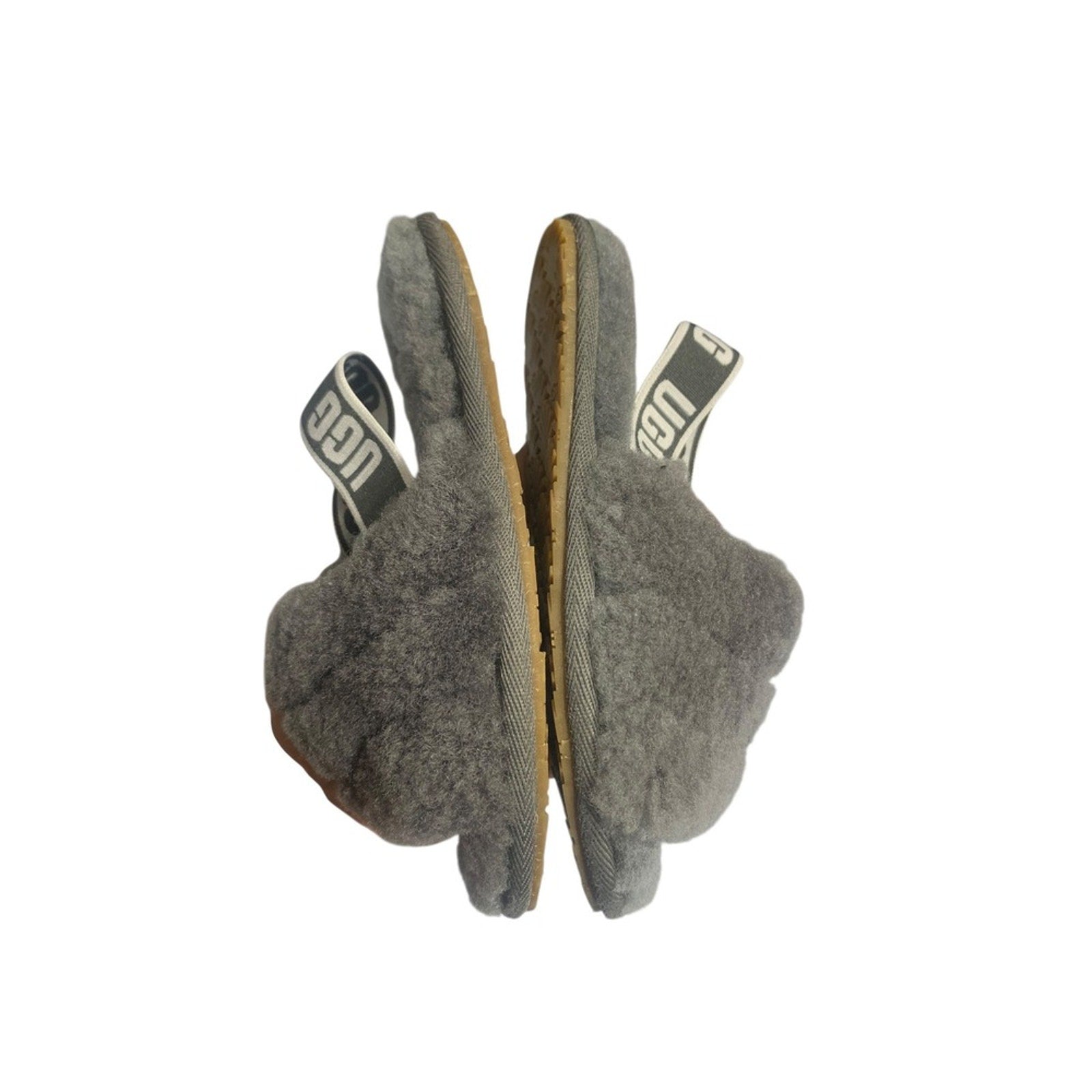 UGG Kids Fluff Yeah Slide Slippers Gray Fuzzy US 10 KIDS back Sandals, Comfy SZ
