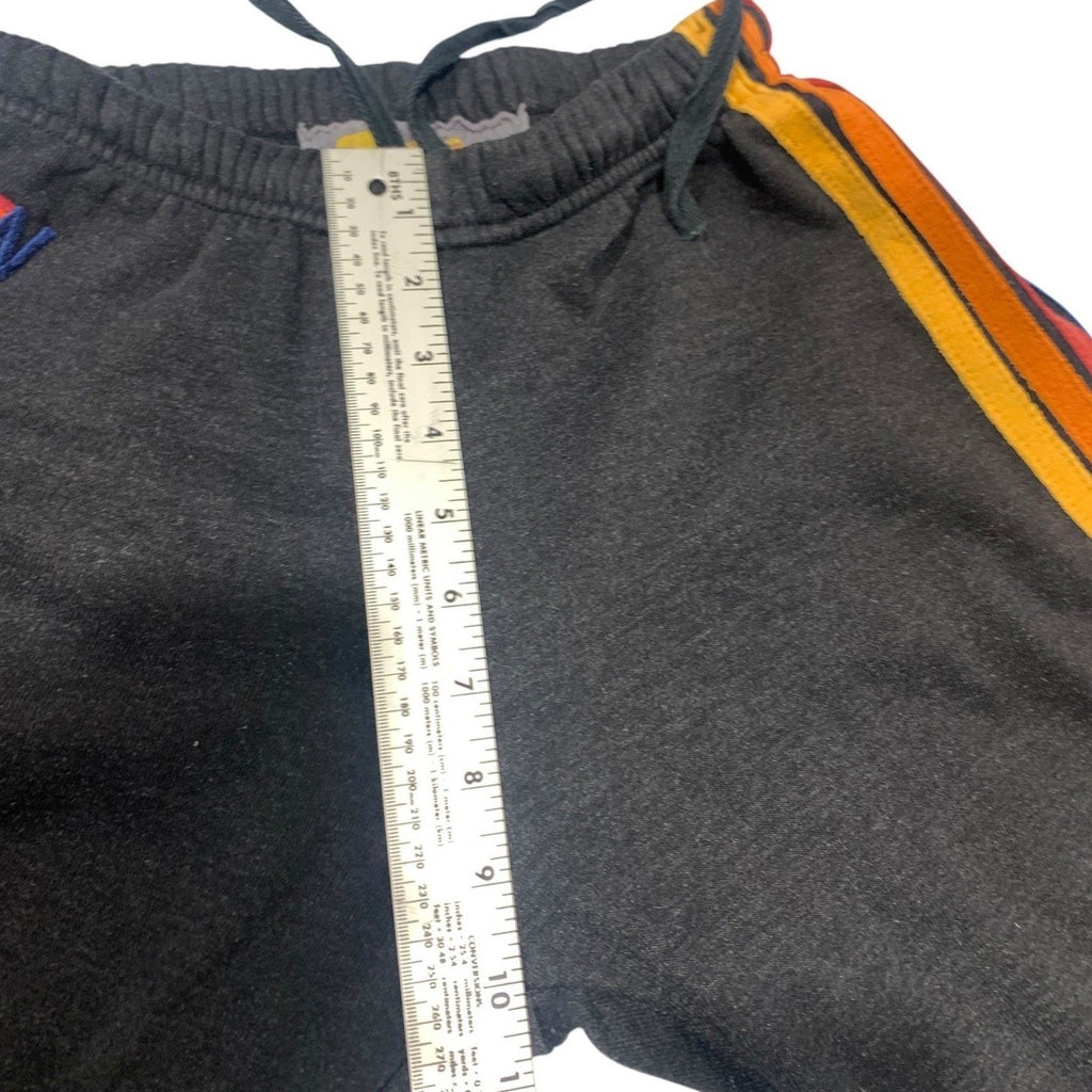Aviator Nation Black Rainbow Stripe Sweatpants Joggers Logo Drawstring XS