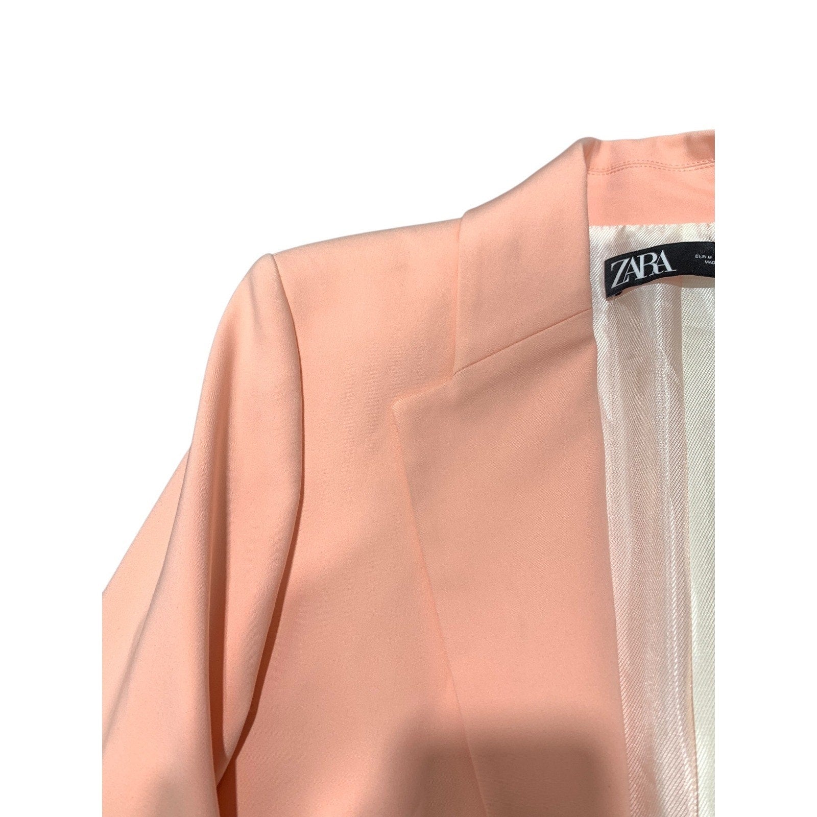 Zara Womens Peach Pink Tailored Longline Blazer Jacket 2851/230/666 Size M