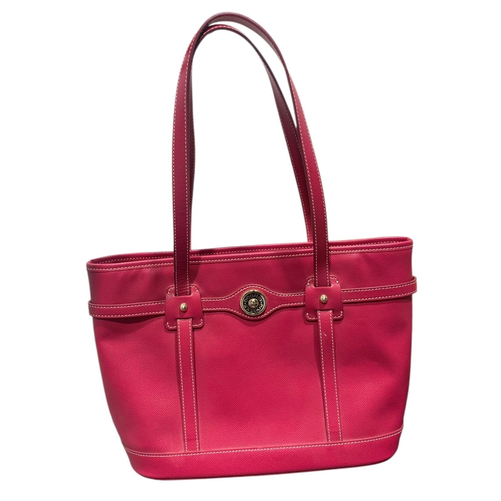 Dooney & Bourke Pink Pebbled Leather Tote Bag Shoulder Purse Gold Hardware