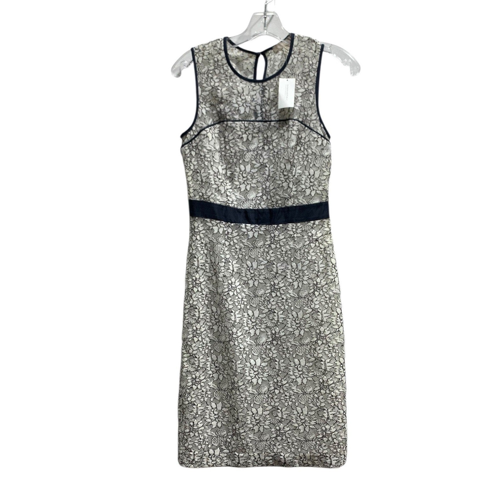 Banana Republic Womens White Navy Floral Lace Sleeveless Sheath Dress Size 0 NWT